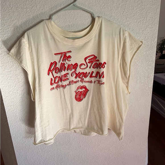 the Rolling Stones Tops - The Rolling Stones Cream Tee with Red Graphic